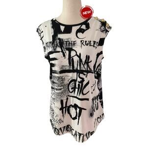Victoria's Secret x Balmain White Black Graffiti Rare Petite Small NWT | 58-39